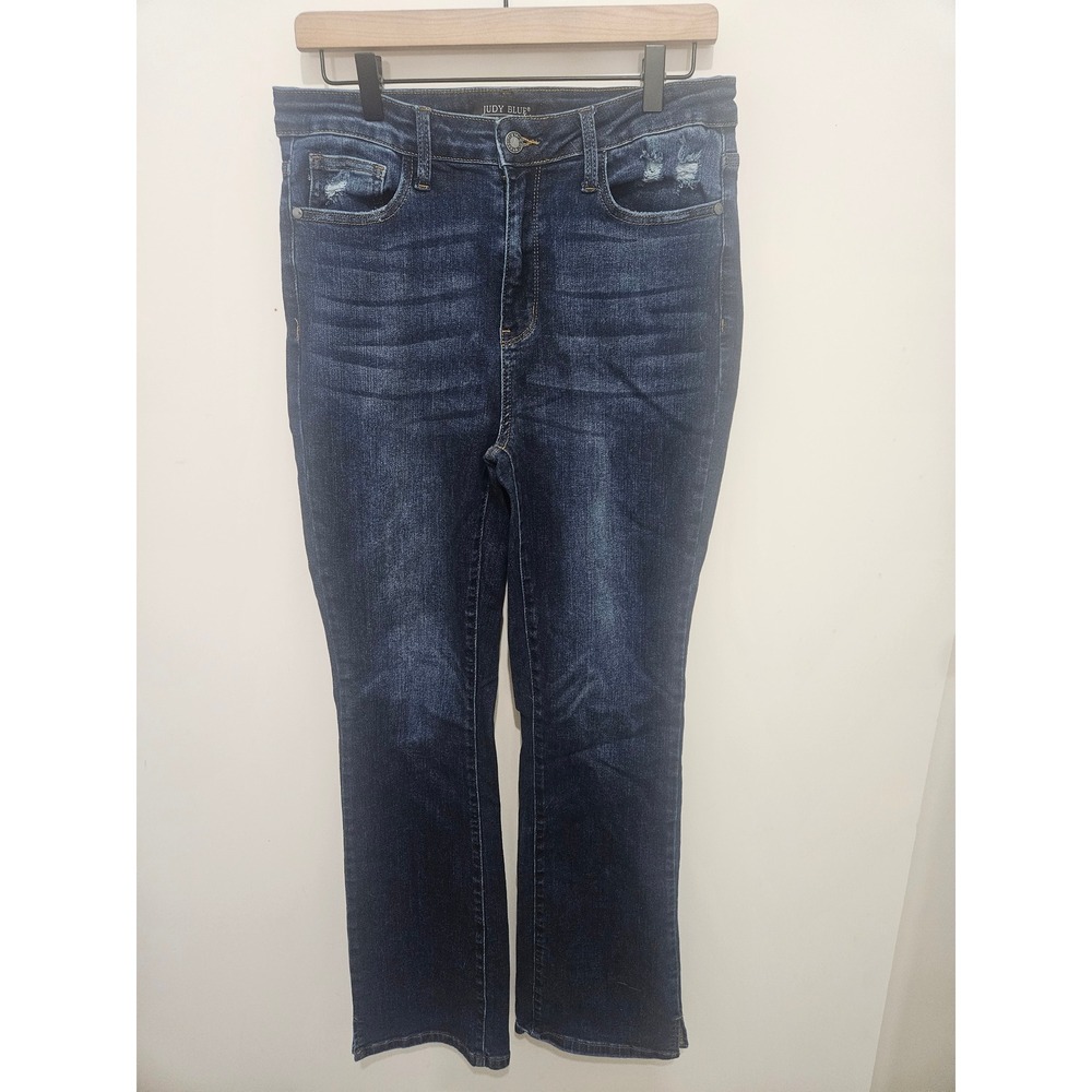 Judy Blue JB88290-R Dark Wash Distressed Straight Leg Jeans Size 11/30